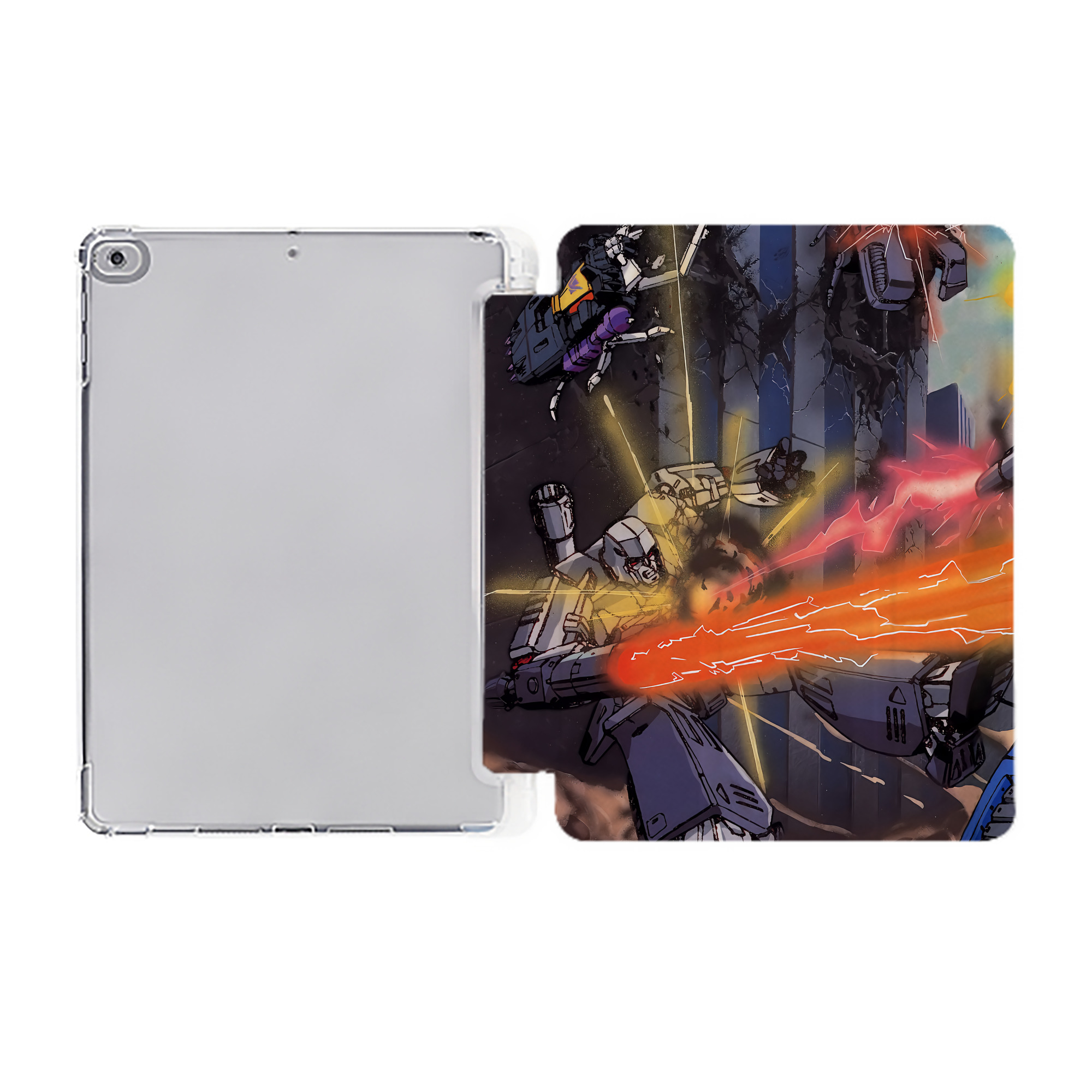 （画像用） Transformers トランスフォーマー IPad ケース ペン収納付き 三つ折りスタンド PUレザー×シリコン 対応機種9.5/10.5/10.9インチ